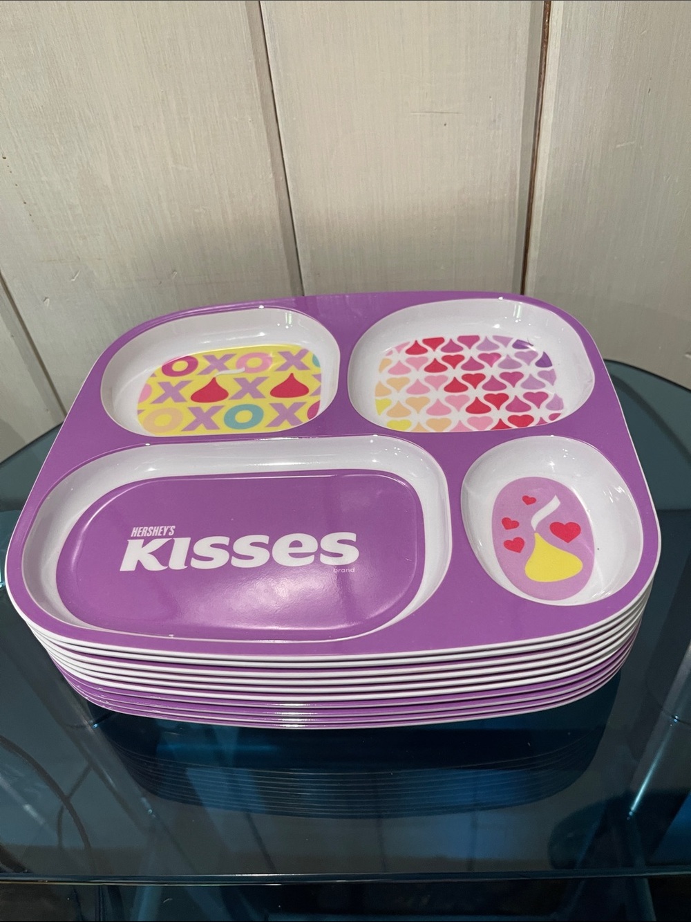 Lot of 10 Hershey's Kisses Purple Divided Melamine Tray NWT
